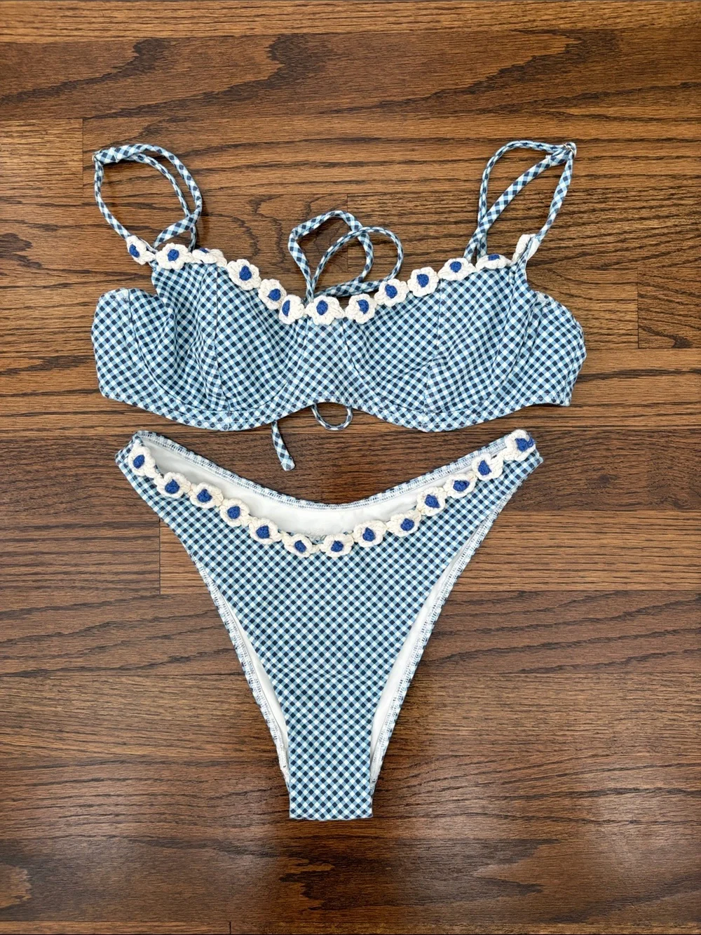 Anthropologie Frankie’s Bikinis Cola Balconette Bikini Top & Cheeky Bottom